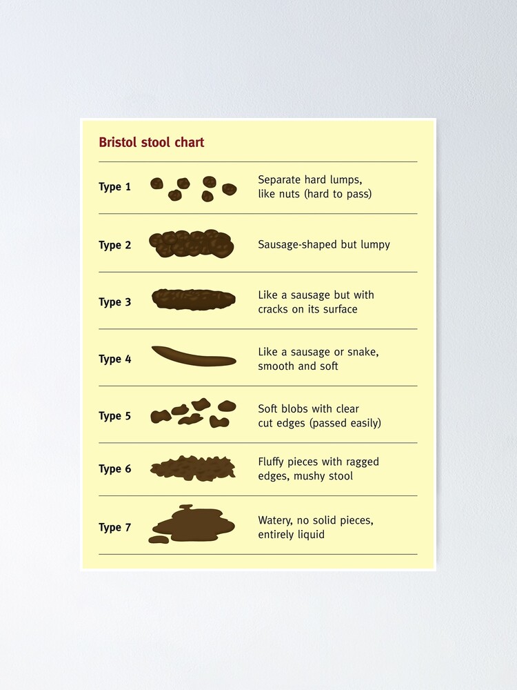 Bristol Stool Chart for identifying bowel movement consistency | Poster