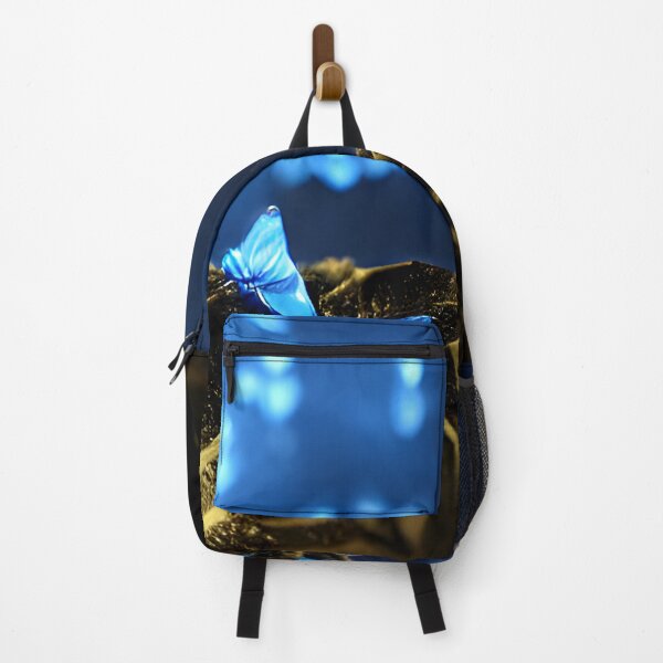Item preview, blue glowing butterfly in night, in the woods, neon color #5 designed and sold by supeart.
