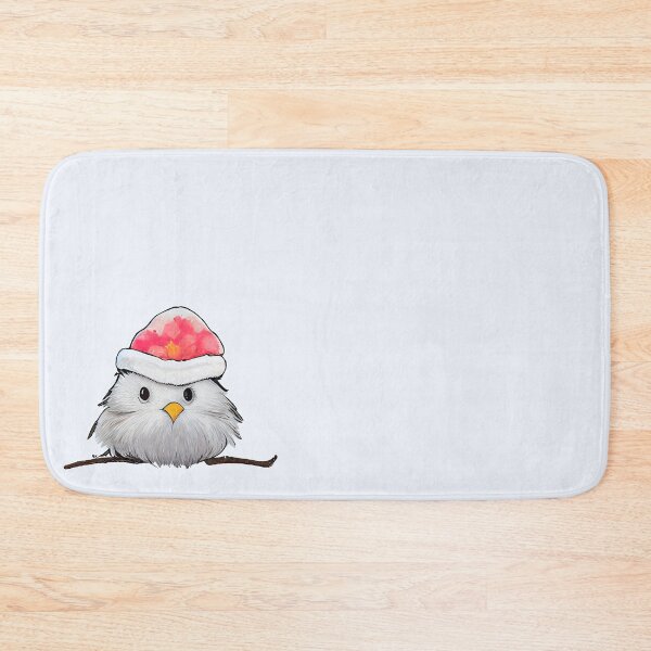 Item preview, Christmas fluffy bird in a Santa Claus hat sits on the branch designed and sold by KOTOdesign.