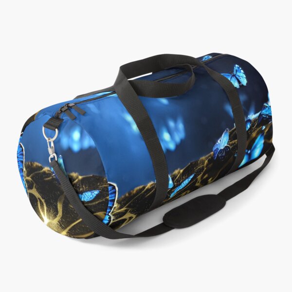 Item preview, blue glowing butterfly in night, in the woods, neon color #5 designed and sold by supeart.