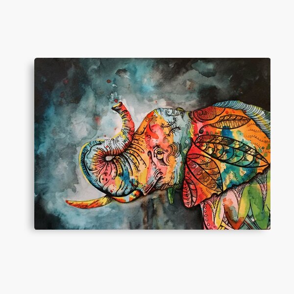 Colourful Indian Elephant print by Dolphins DreamDesign