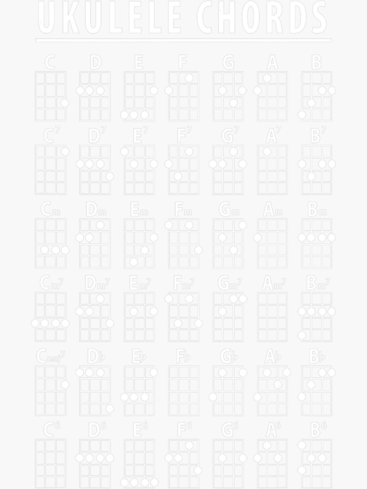 "Ukulele Chords Chart GCEA Tuning Uke Notes" Sticker for Sale by