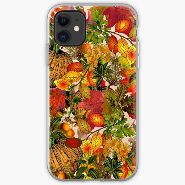 Autumn Fall Leaves Pumpkin Thanksgiving Seasonal Woodland Collage iPhone Soft Case