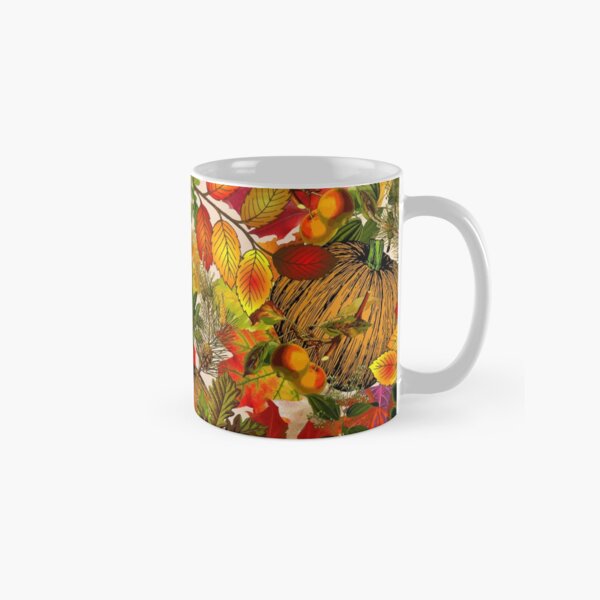 Autumn Fall Leaves Pumpkin Thanksgiving Seasonal Woodland Collage Classic Mug