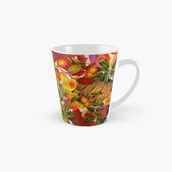 Autumn Fall Leaves Pumpkin Thanksgiving Seasonal Woodland Collage Tall Mug