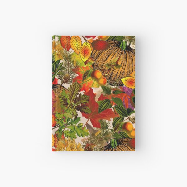 Autumn Fall Leaves Pumpkin Thanksgiving Seasonal Woodland Collage Hardcover Journal