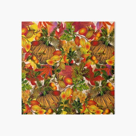 Autumn Fall Leaves Pumpkin Thanksgiving Seasonal Woodland Collage Art Board Print