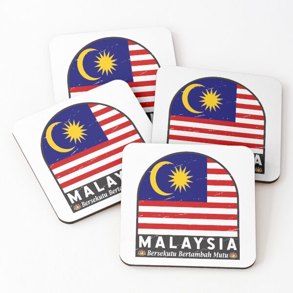 Artikelvorschau, Malaysia-Flaggen-Emblem im Used-Look entworfen und verkauft von KrisSidDesigns.