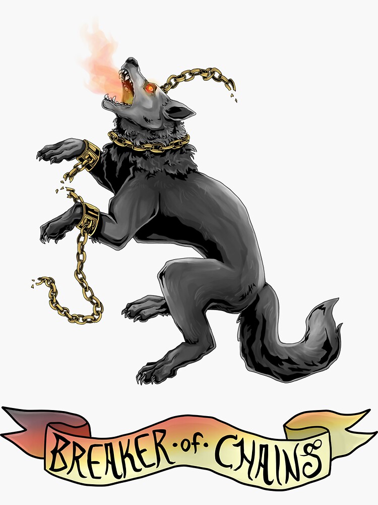 "Fenrir Breaker of Chains " Sticker for Sale by WolfTheRed Redbubble