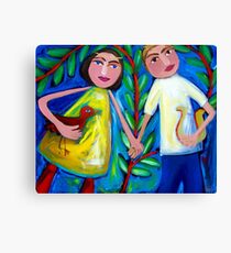 ORPHEUS AND EURYDICE DANCING WITH THE LOVEBIRD Canvas Print