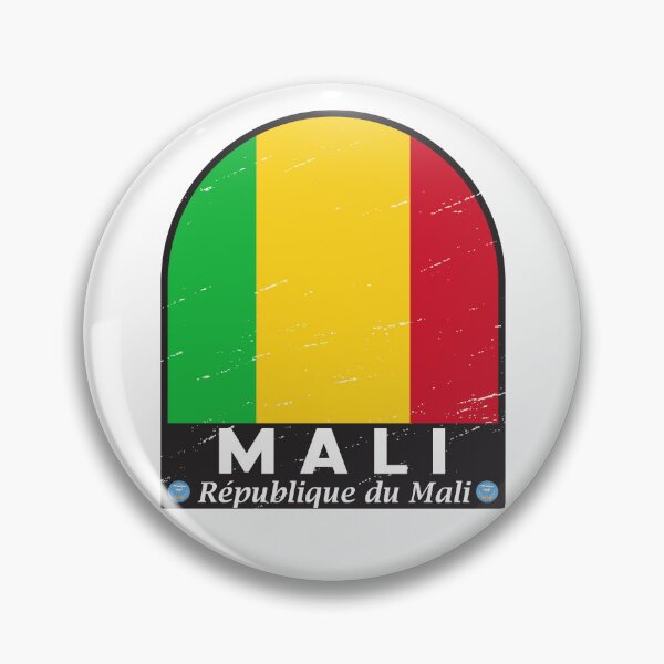 Aperçu de l'œuvre Emblème du drapeau du Mali Vintage en détresse créée et vendue par KrisSidDesigns.