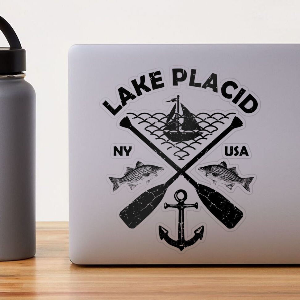 Lake Placid, New York, Fishing Boat Paddle Adventure Sticker for Sale by  JahmarsArtistry