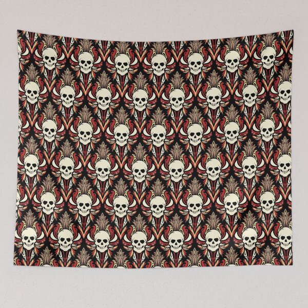 Aperçu de l'œuvre Crânes Motif damassé de style vintage créée et vendue par mrhighsky.