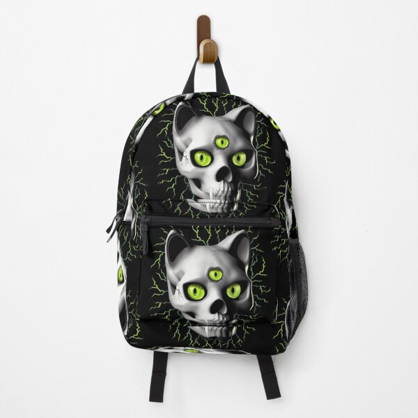 Artikelvorschau, Cat Skull Three Eyes Creepy Surreal Horror Portrait entworfen und verkauft von BluedarkArt.
