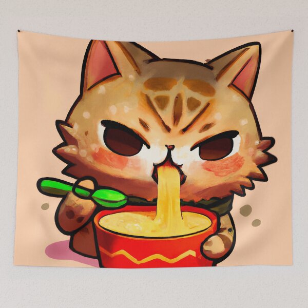 Item preview, Cat Eating Ramen designed and sold by Timegraf.