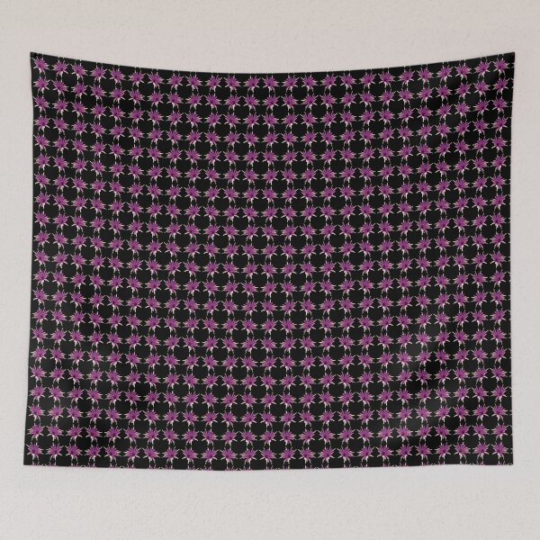 Item preview, Purple Flower Repeat Pattern - Wild Salsify on Black designed and sold by sleepingdogprod.