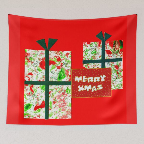 Item preview, Marbled and Collaged Merry Xmas Card designed and sold by Heatherian.