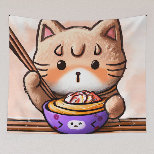 Item preview, Cat Eating Ramen designed and sold by Timegraf.