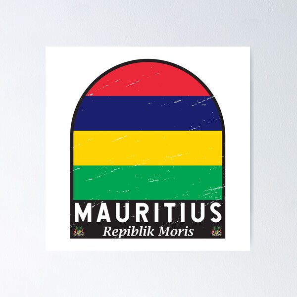 Item preview, Mauritius Flag Emblem Distressed Vintage designed and sold by KrisSidDesigns.