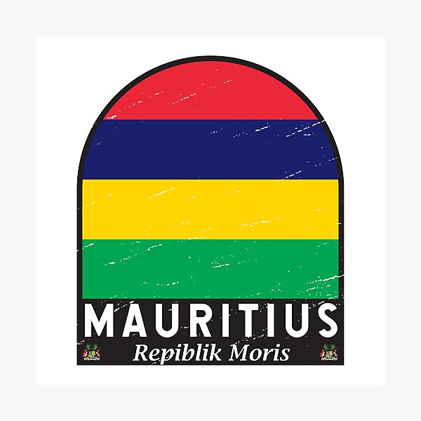Item preview, Mauritius Flag Emblem Distressed Vintage designed and sold by KrisSidDesigns.