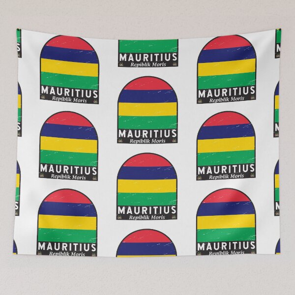Item preview, Mauritius Flag Emblem Distressed Vintage designed and sold by KrisSidDesigns.