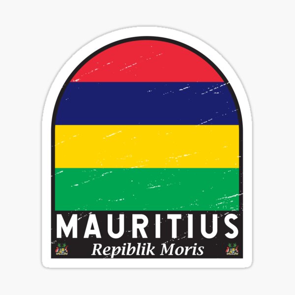"Mauritius Flag Emblem Distressed Vintage" Sticker for Sale by
