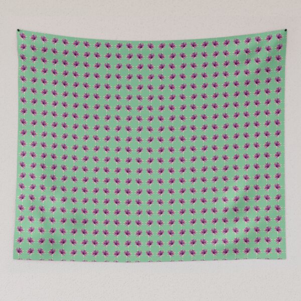 Item preview, Purple Flower Repeat Pattern - Wild Salsify on Jade Green designed and sold by sleepingdogprod.