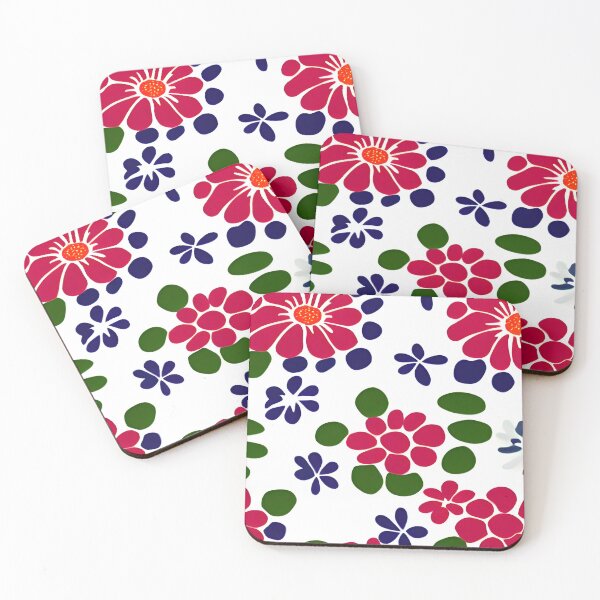Item preview, Scandi flower pattern red, blue and green designed and sold by patterncrow.
