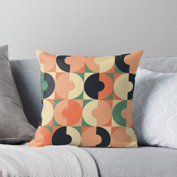 Item preview, Retro Square and Circle Tile Green Black and Blush designed and sold by Blue-Banana.