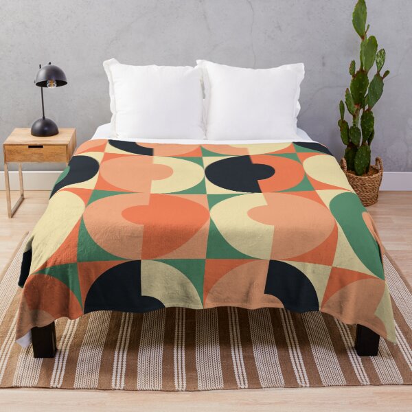 Item preview, Retro Square and Circle Tile Green Black and Blush designed and sold by Blue-Banana.