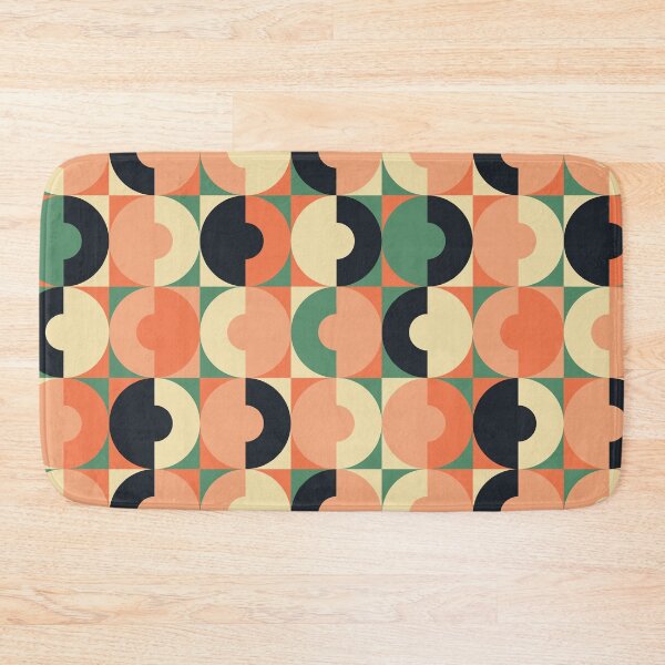Item preview, Retro Square and Circle Tile Green Black and Blush designed and sold by Blue-Banana.