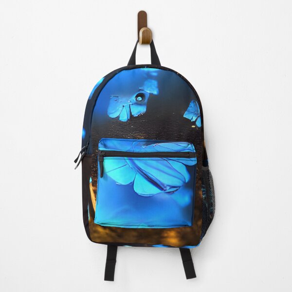 Item preview, blue glowing butterfly in night, in the woods, neon color #6 designed and sold by supeart.