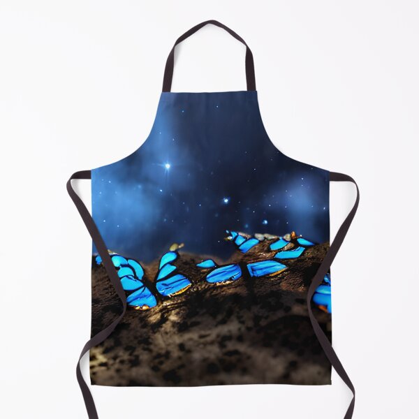 Item preview, blue glowing butterfly in night, in the woods, neon color #7 designed and sold by supeart.