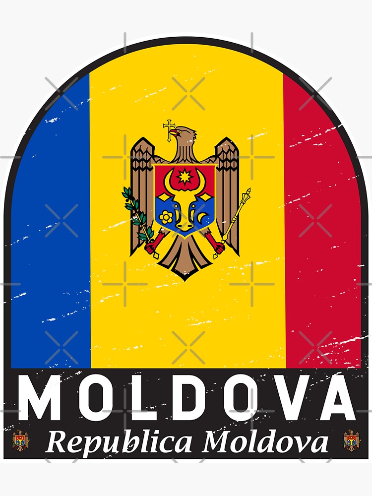 Pegatina Emblema De La Bandera De Moldavia Vintage Apenado De Krissiddesigns Redbubble