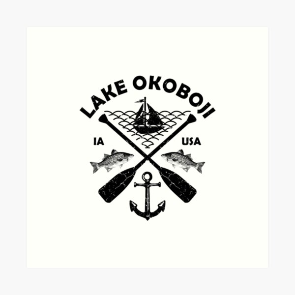 Lake Okoboji, Iowa, Fishing Boat Paddle Adventure Sticker for Sale by  JahmarsArtistry