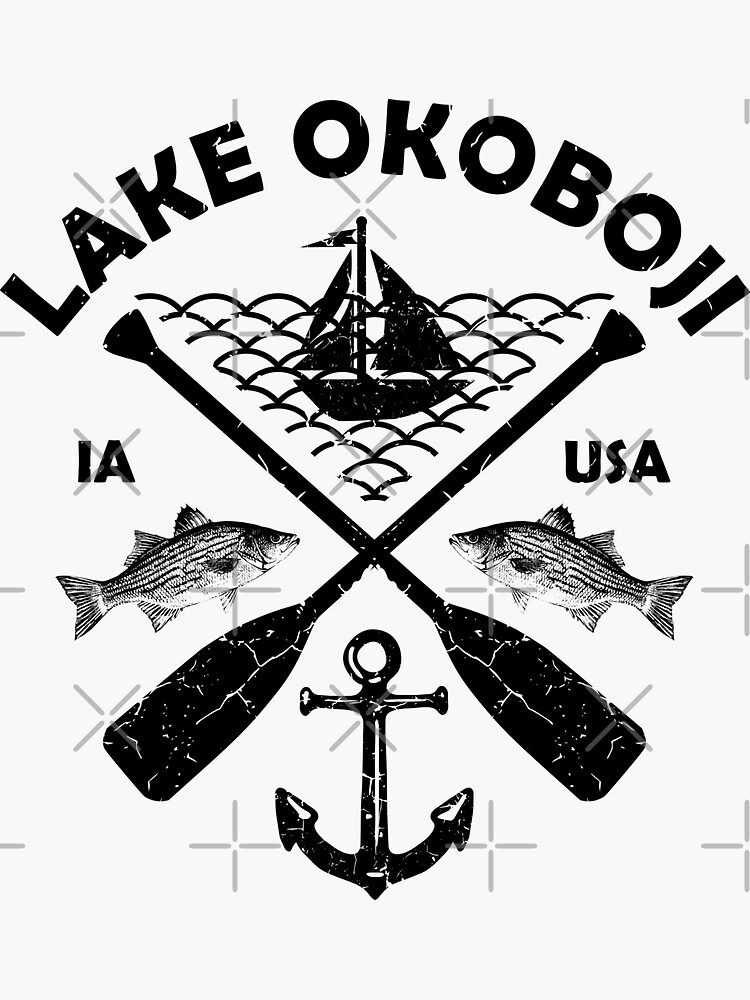 Lake Okoboji, Iowa, Fishing Boat Paddle Adventure Sticker for Sale by  JahmarsArtistry