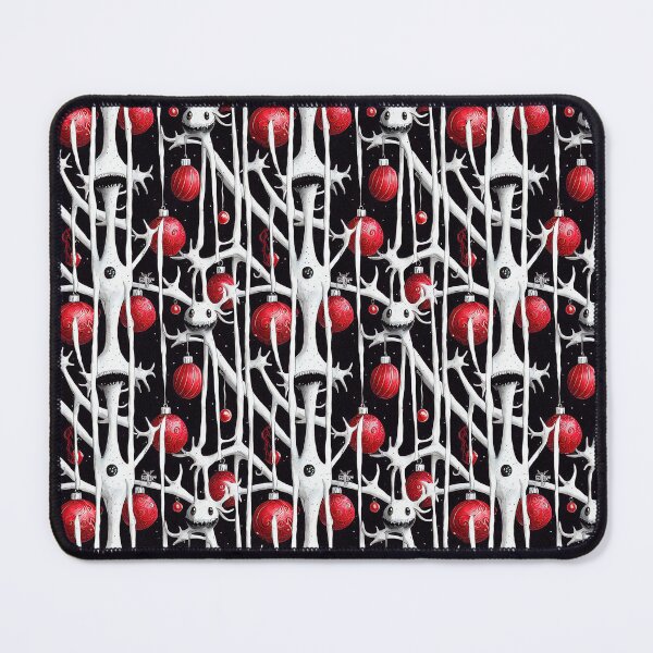 Item preview,  Whimsical Christmas Pattern with Red Ornaments and White Monster Creatures designed and sold by GrimCutie.