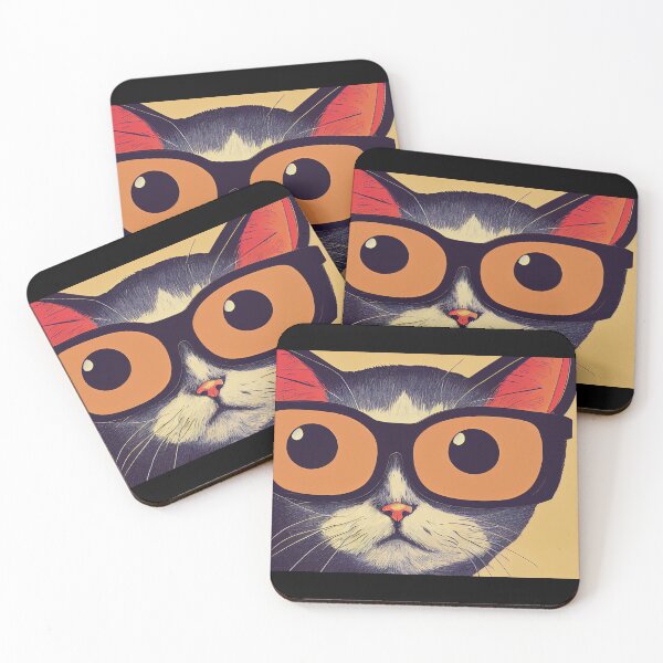 Item preview, funny cat with funky glasses designed and sold by lnd-momole.