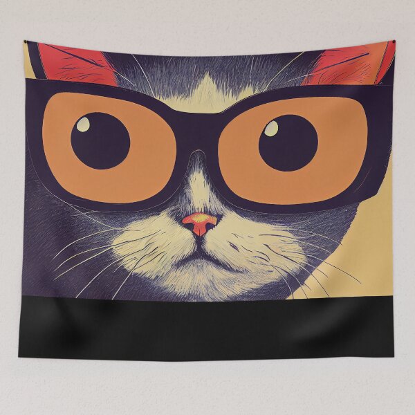 Item preview, funny cat with funky glasses designed and sold by lnd-momole.