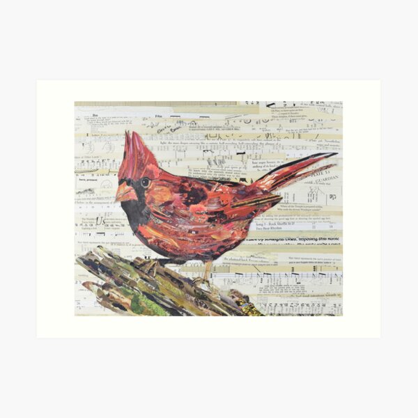 Cardinal Collage by C.E. White - Red Bird Art Print