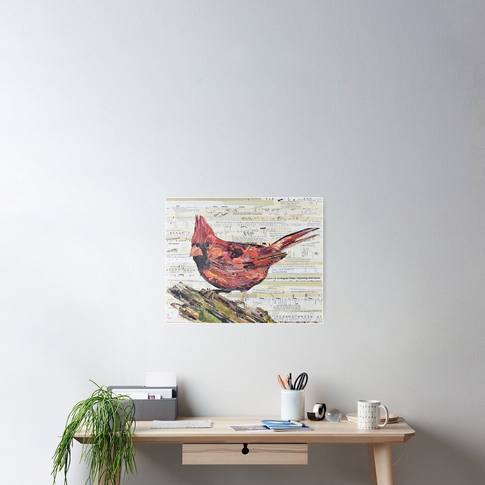 Cardinal Collage by C.E. White - Red Bird Poster