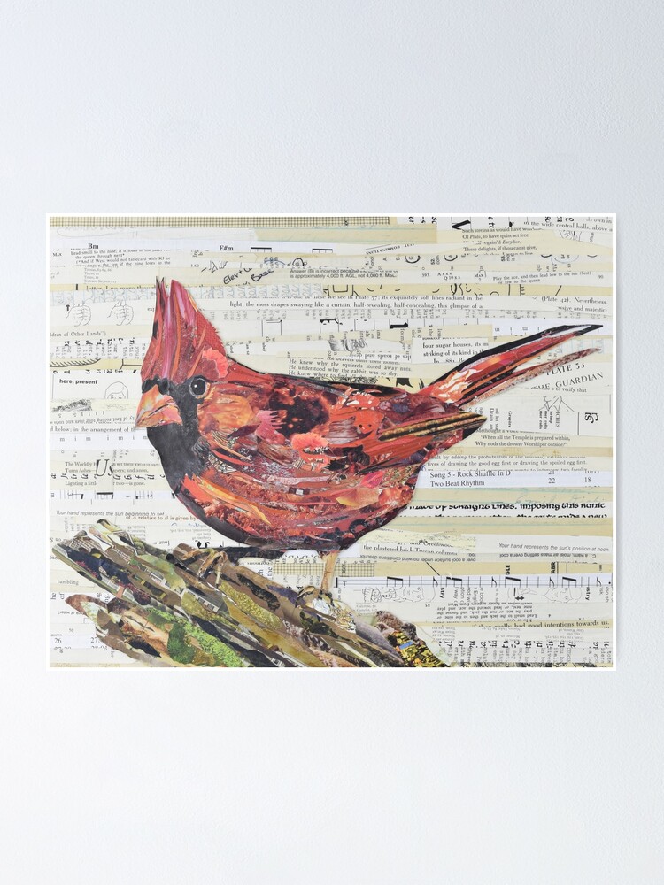 Alternate view of Cardinal Collage by C.E. White - Red Bird Poster