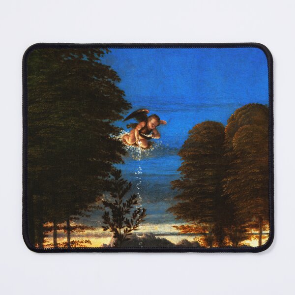 Item preview, A Putto In Blue Sky Pours a Cascade of White Flowers   designed and sold by BulganLumini.