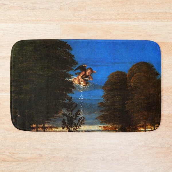 Item preview, A Putto In Blue Sky Pours a Cascade of White Flowers   designed and sold by BulganLumini.