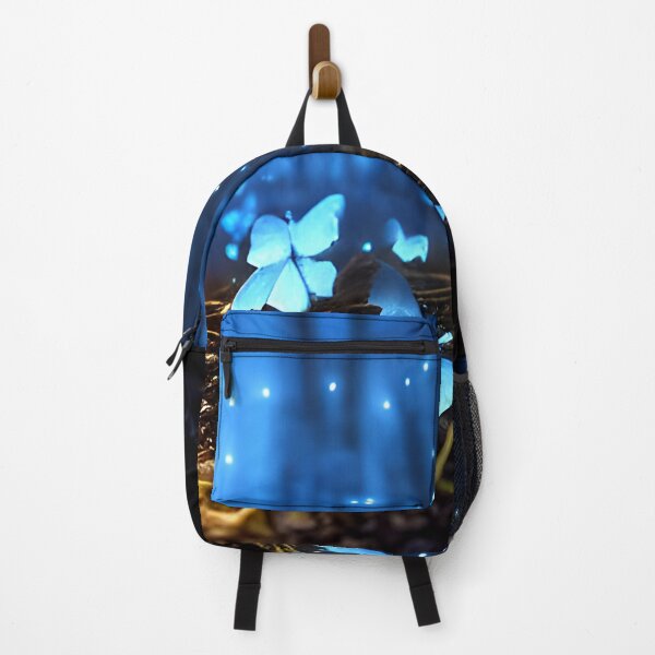 Item preview, blue glowing butterfly in night, in the woods, neon color #16 designed and sold by supeart.