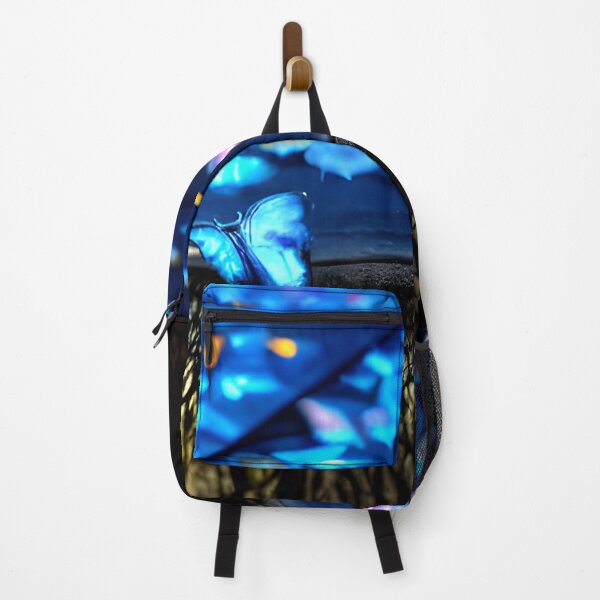 Item preview, blue glowing butterfly in night, in the woods, neon color #18 designed and sold by supeart.