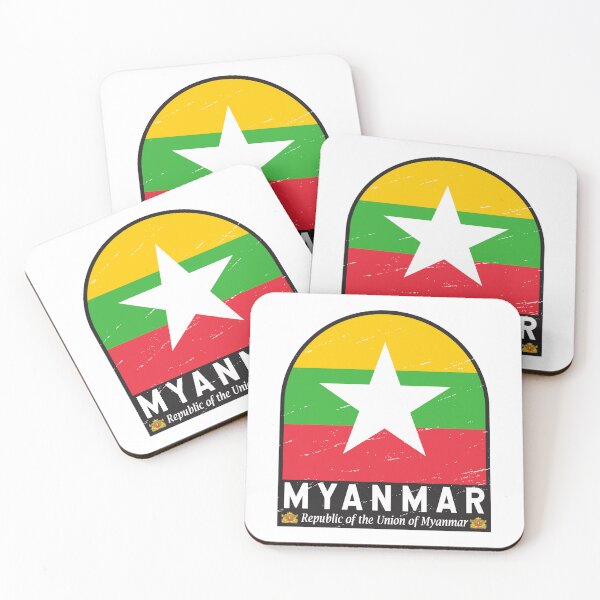Item preview, Myanmar Flag Emblem Distressed Vintage designed and sold by KrisSidDesigns.