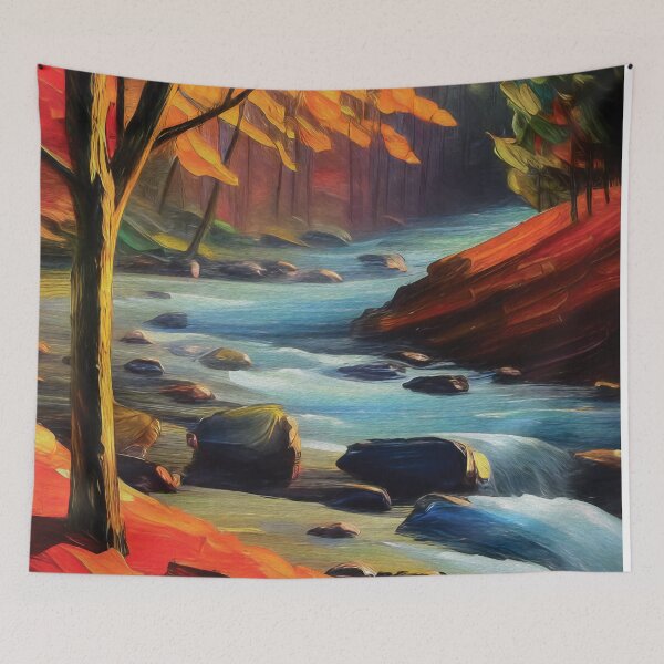 Item preview, Autumn Themed River designed and sold by AnuGoldPrints.