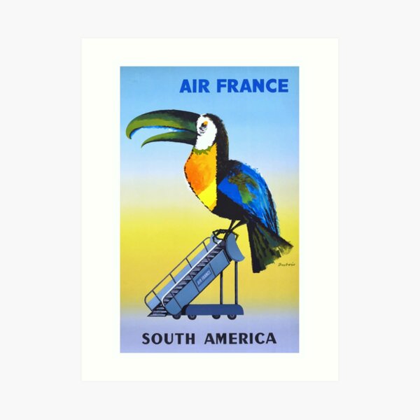 1956 Air France South America Toucan Travel Poster Art Print