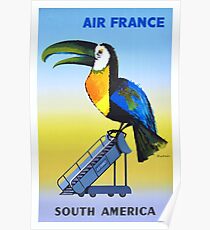 1956 Air France South America Toucan Travel Poster Poster
